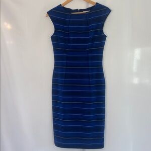 Blue Striped Sheath Dress - Classic Women's Dress size 2 Calvin Klein